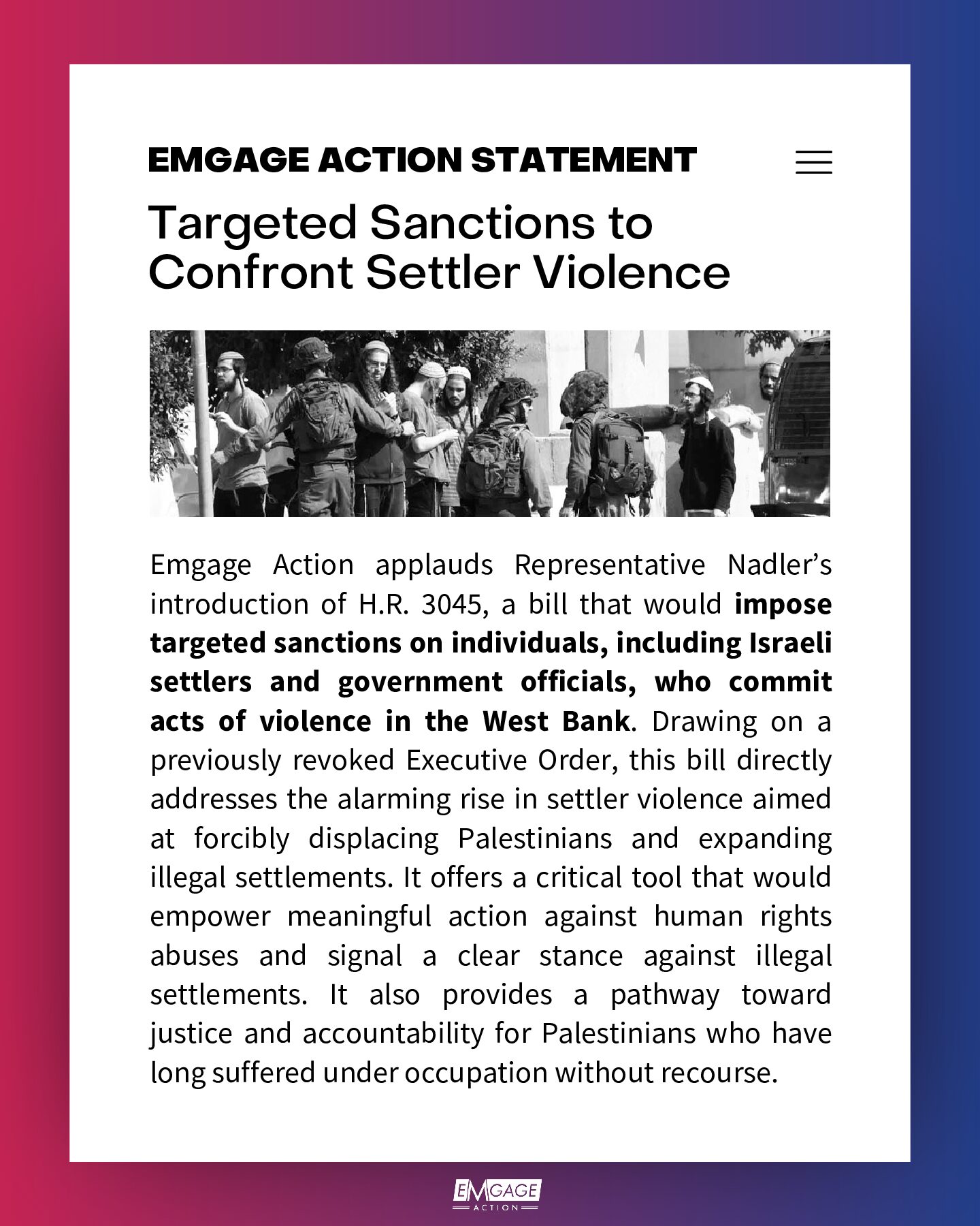 Target Sanctions to Confront Settler Violence