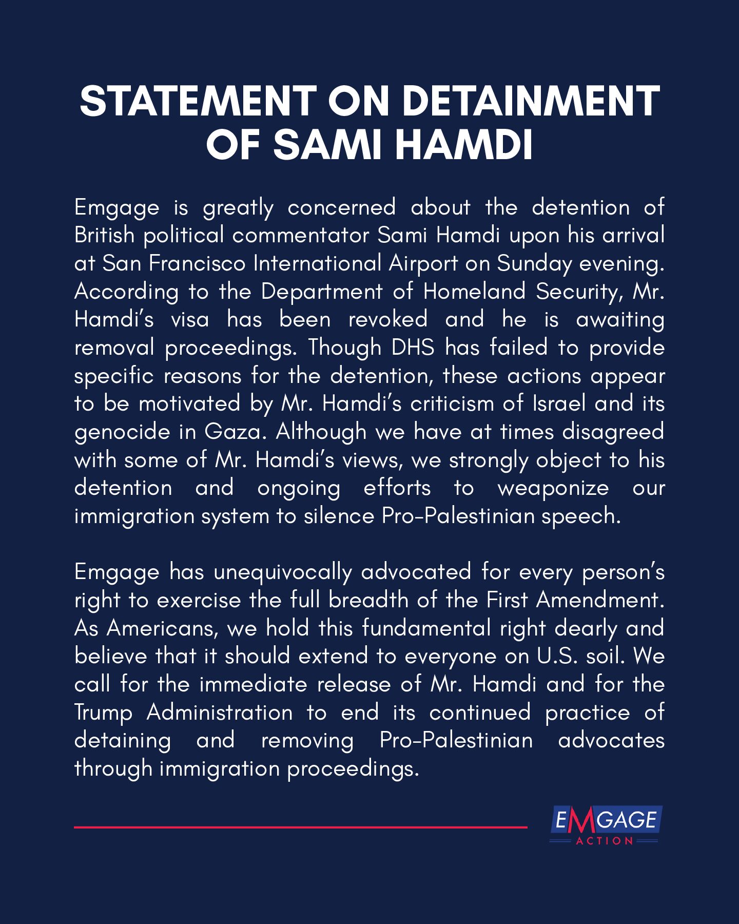 Statement on Detainment of Sami Hamdi