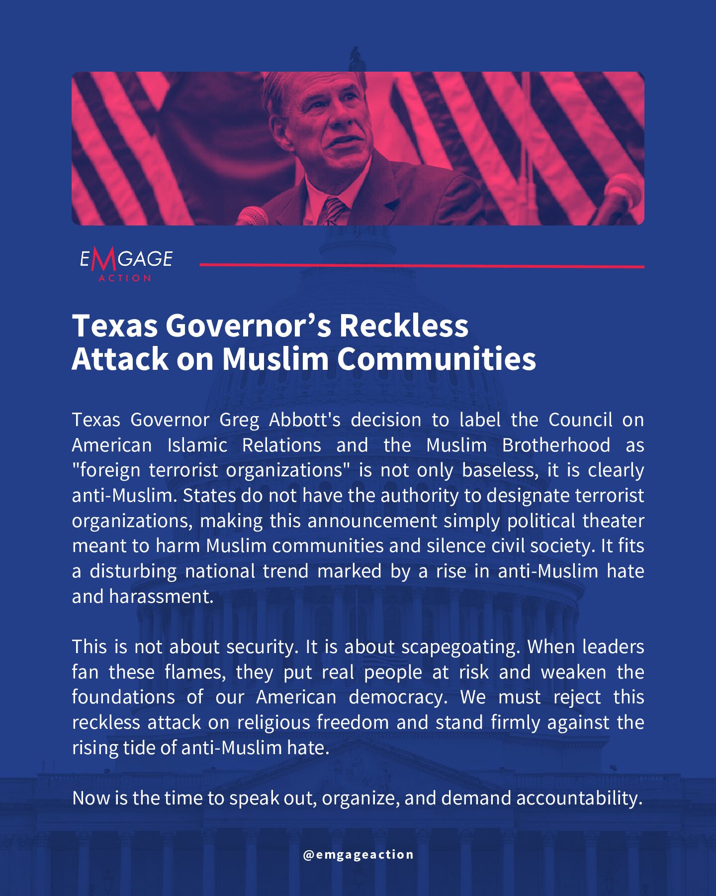 Texas Governor’s Reckless Attack on Muslims